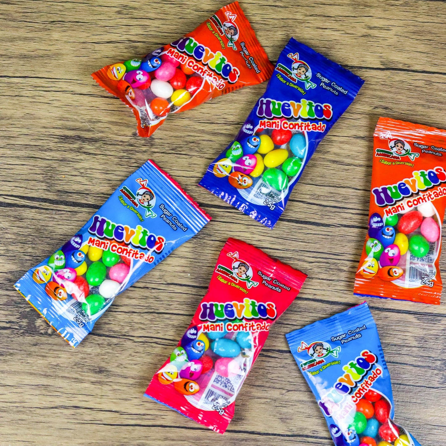 Huevitos. (6 unidades). Chocolate con mani confitado. 25g. Confiteria americana