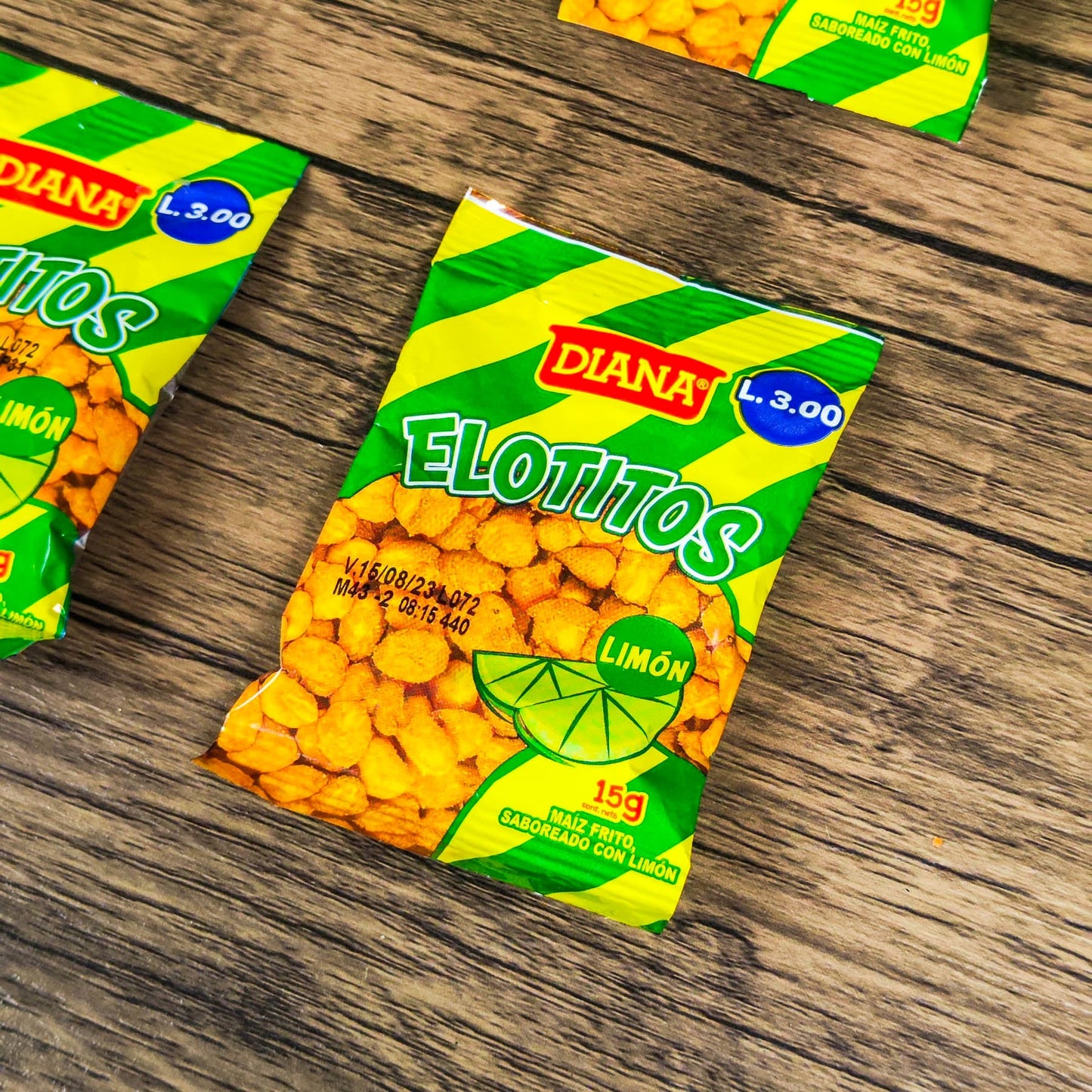 Churros Elotitos pequeños. (6 unidades). Con piquete o limon. 15g. Diana