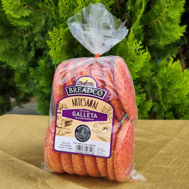 Galleta Polvoron roja redonda. 15 unidades. 375g. Breadco