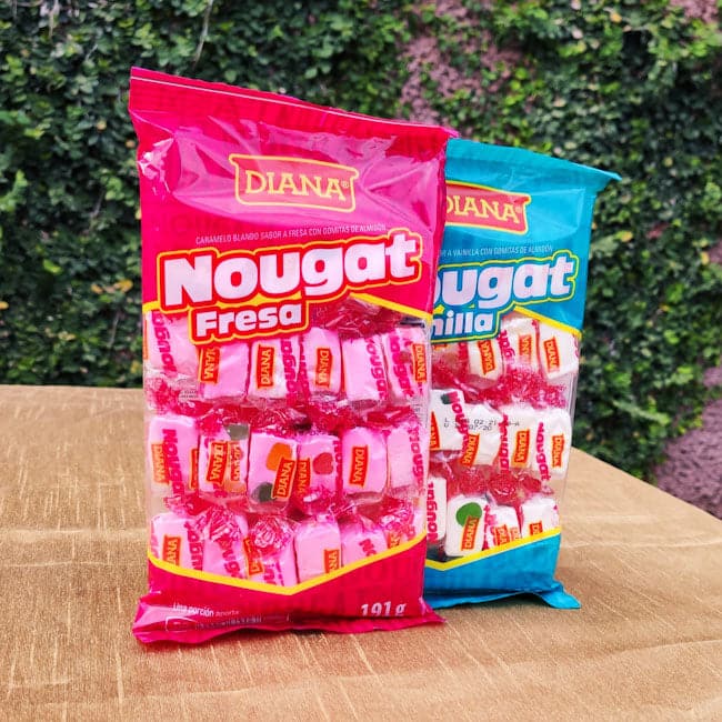 Caramelo Nougat de Fresa o Vainilla. Paquete con 23 caramelos. 191g