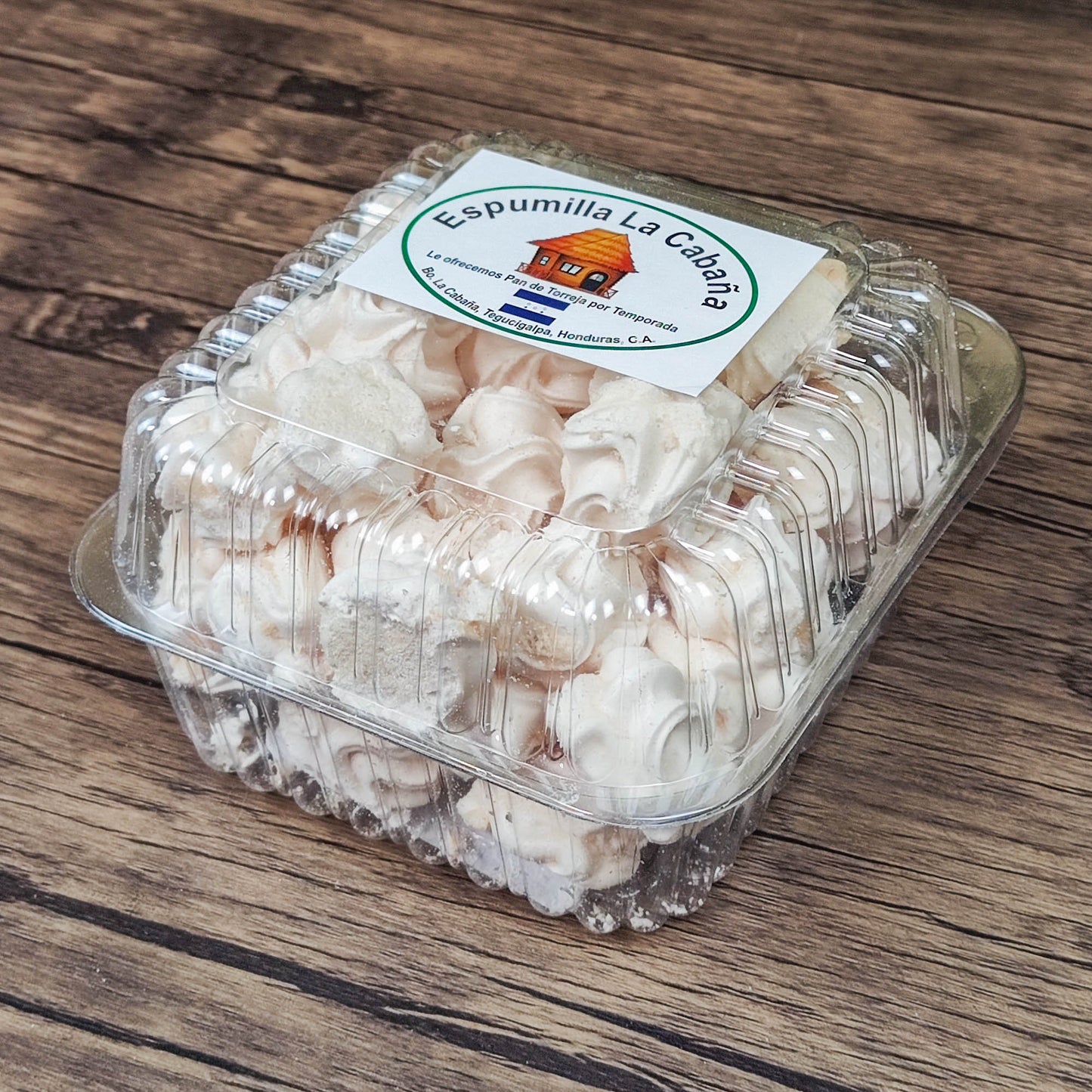 Espumillas pequeñas en bandeja. Rosadas o color crema. 200g. La cabaña