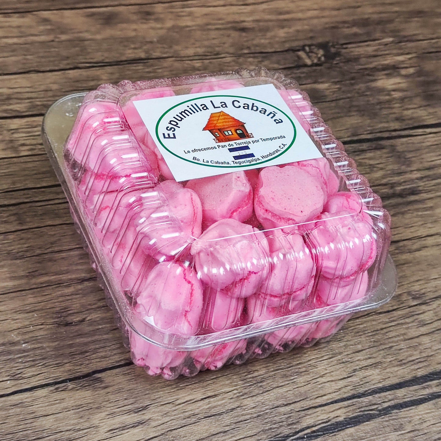 Espumillas pequeñas en bandeja. Rosadas o color crema. 200g. La cabaña