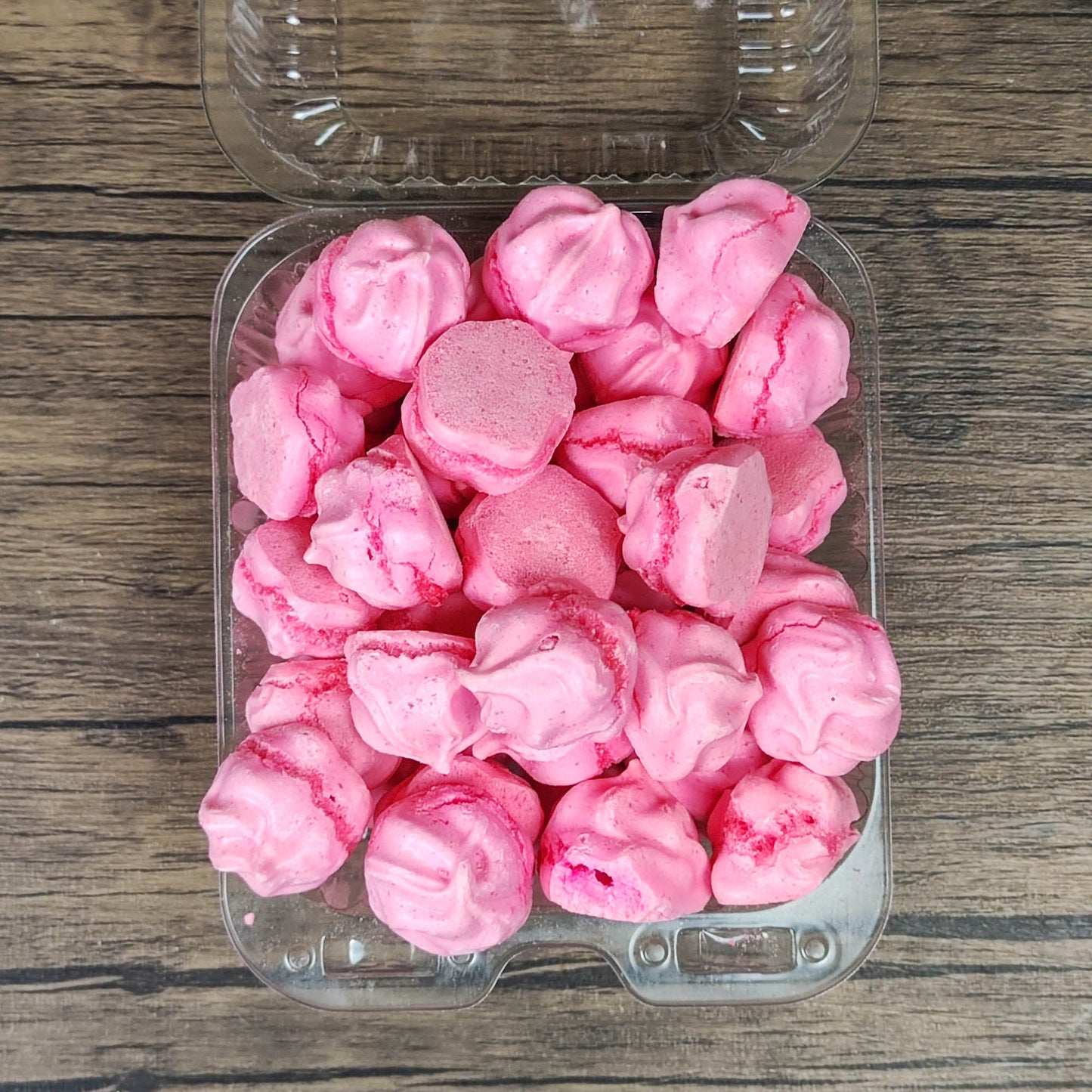 Espumillas pequeñas en bandeja. Rosadas o color crema. 200g. La cabaña