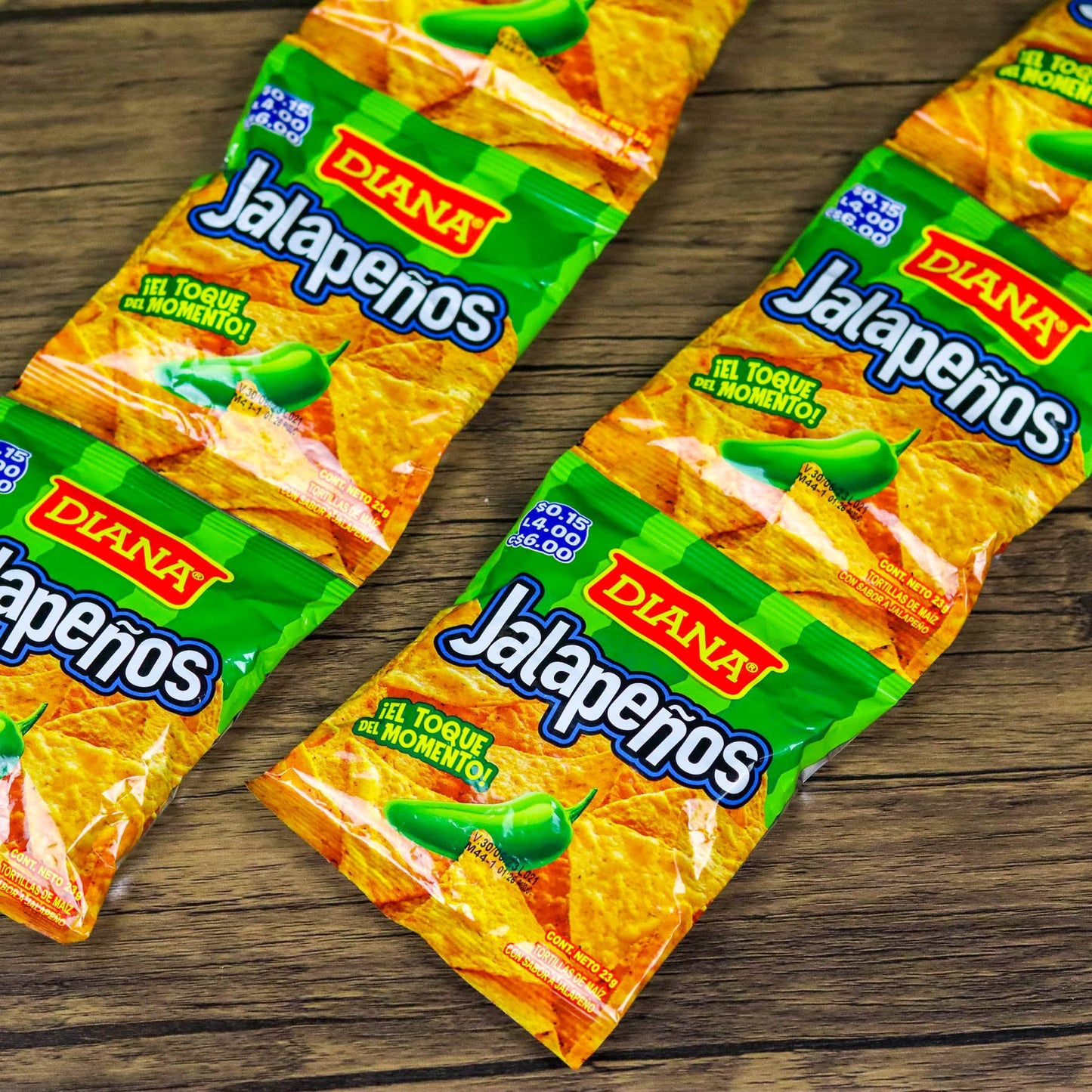 Churros Jalapeños. (6 unidades). Tamaño pequeño en ristra. 23g. Boquitas Diana
