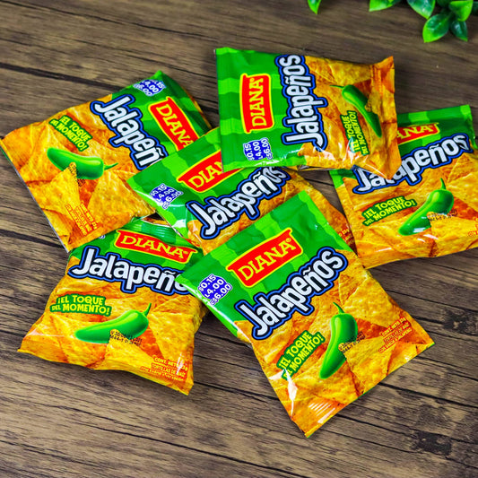 Churros Jalapeños. (6 unidades). Tamaño pequeño en ristra. 23g. Boquitas Diana