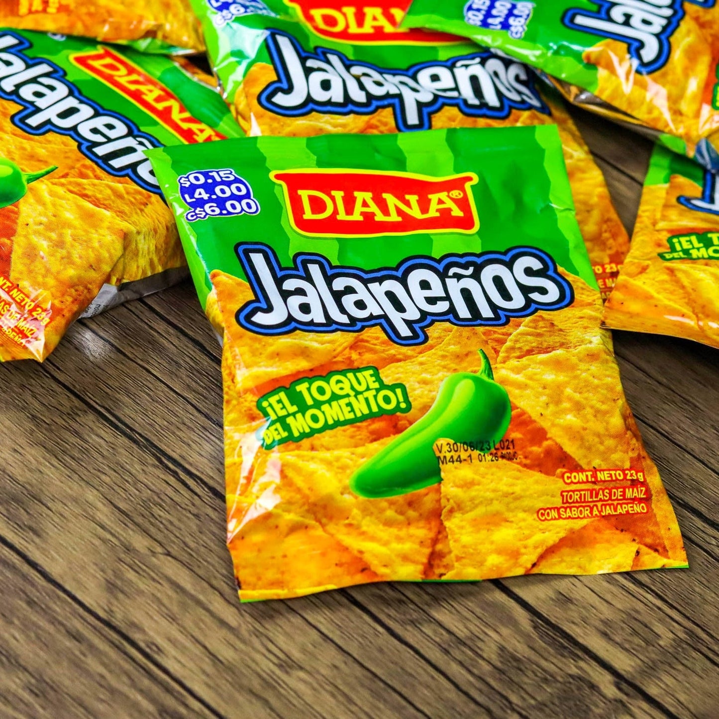 Churros Jalapeños. (6 unidades). Tamaño pequeño en ristra. 23g. Boquitas Diana