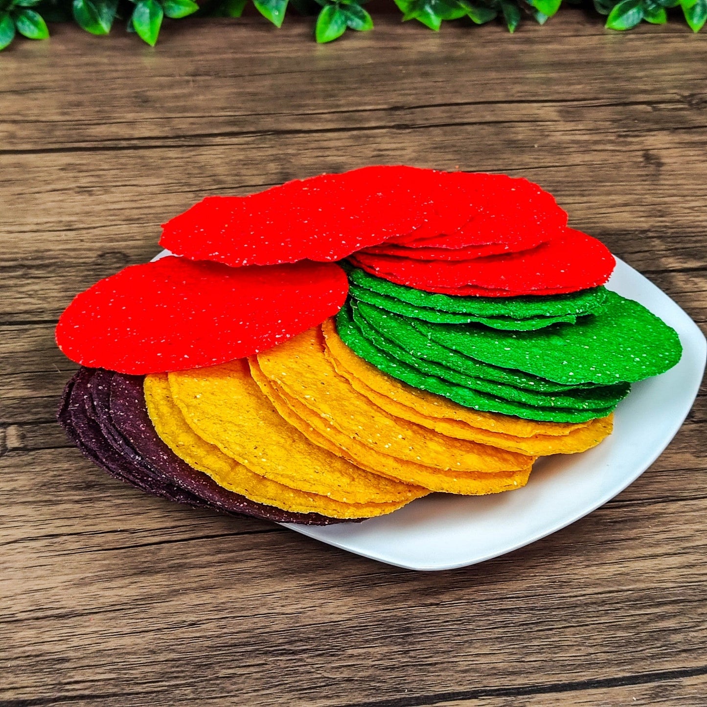 Tostadas onduladas de colores. 300g