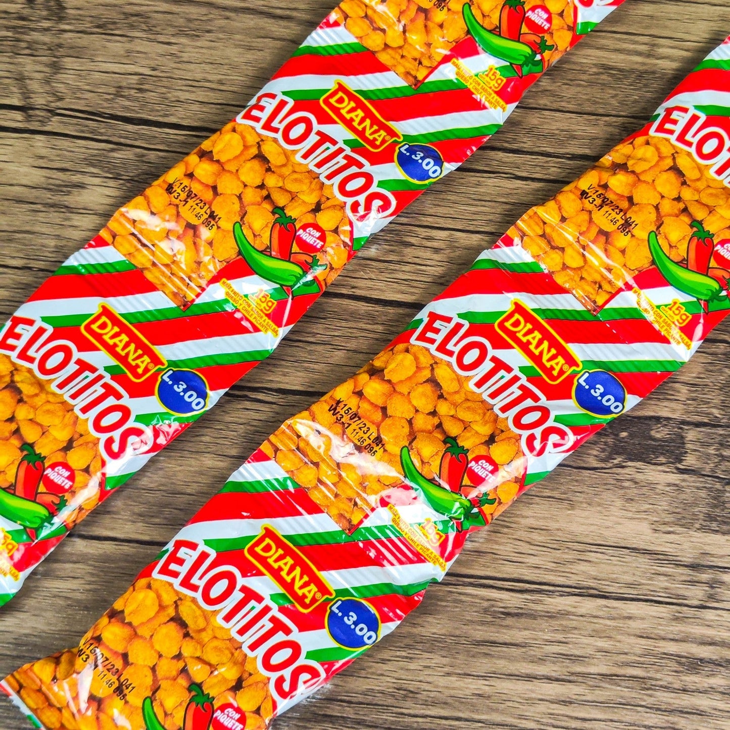 Churros Elotitos pequeños. (6 unidades). Con piquete o limon. 15g. Diana